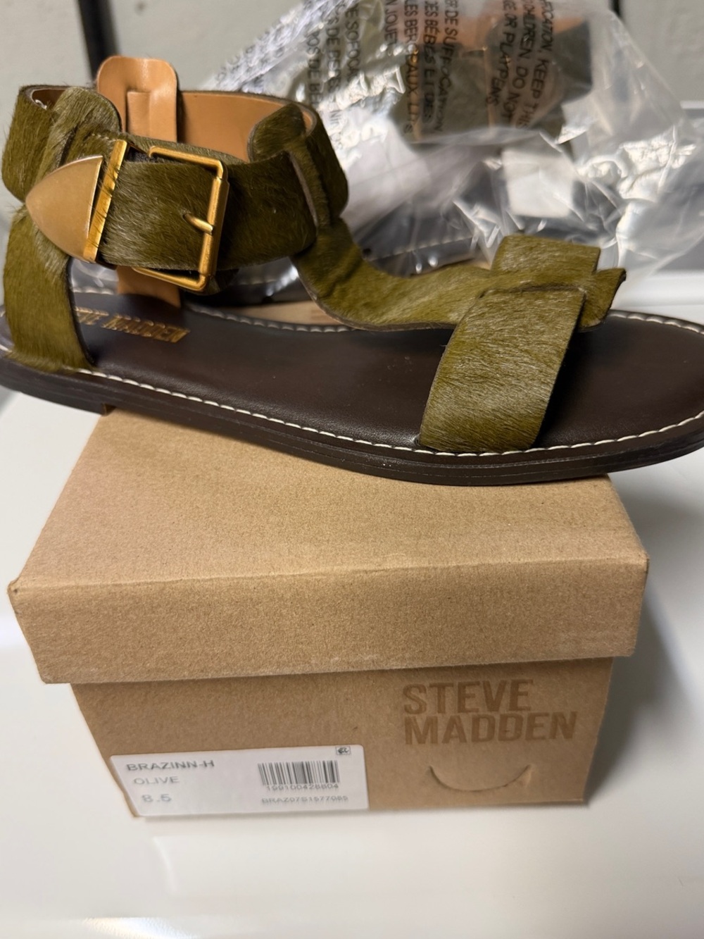 Steve Madden Olive green Strap Buckle Sandals
